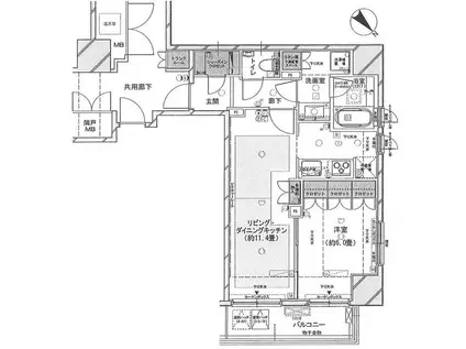 レフィール築地レジデンス(1LDK/4階)の間取り写真