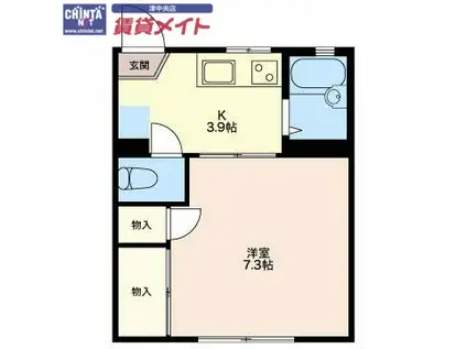 グリーンヴィラ平野B(1K/1階)の間取り写真