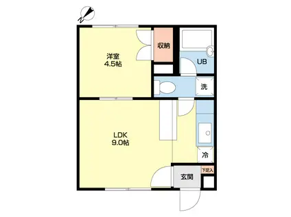 ΑNEXT東札幌第2(1LDK/1階)の間取り写真