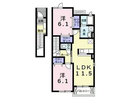 エアリーヒルI(2LDK/2階)の間取り写真