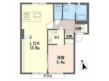 ラ・サルデーヌ(1LDK/1階)の間取り写真