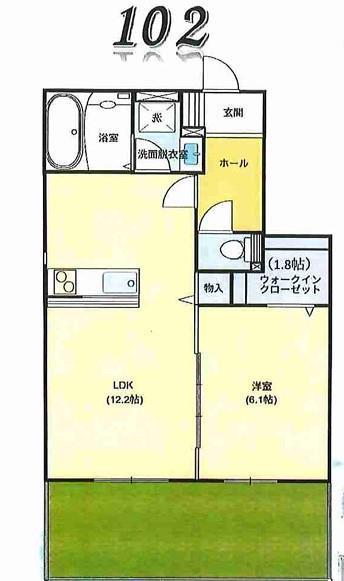 MELIA COURT(1LDK/1階)の間取り写真