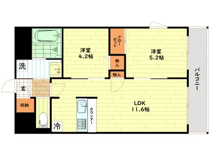 セントリヴィエ大阪梅田(2LDK/8階)の間取り写真