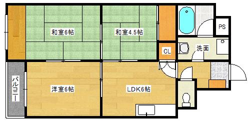 チサンマンション広島(3DK/7階)の間取り写真