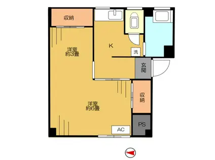 メゾン王子II(1K/3階)の間取り写真