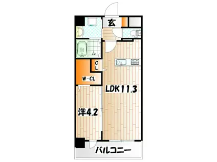 PROSPERER大手町(1LDK/4階)の間取り写真