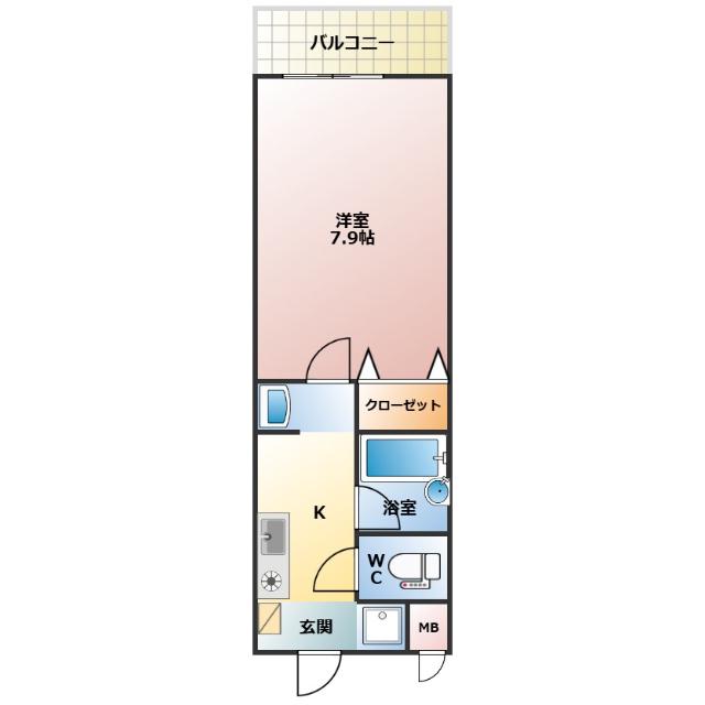 三記マンション弐号館(1K/2階)の間取り写真