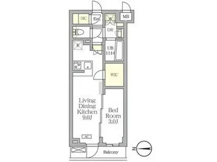 アジールコート都立大学(1LDK/2階)の間取り写真