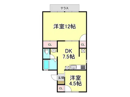 ブレマ平野B(2DK/1階)の間取り写真