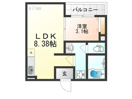 FSTYLE藤井寺道明寺1号館(1LDK/3階)の間取り写真