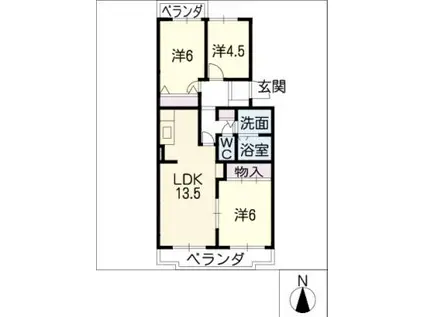 NKK花道(3LDK/2階)の間取り写真