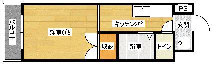 コーポヤマガタ(1K/2階)の間取り写真
