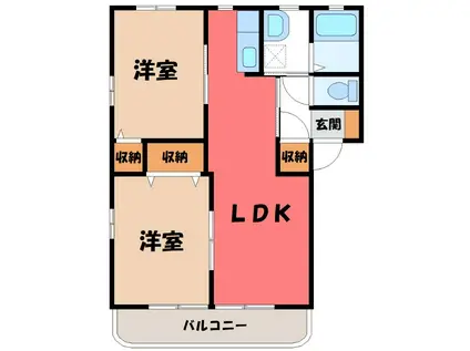 エレガンスクエアB(2LDK/1階)の間取り写真