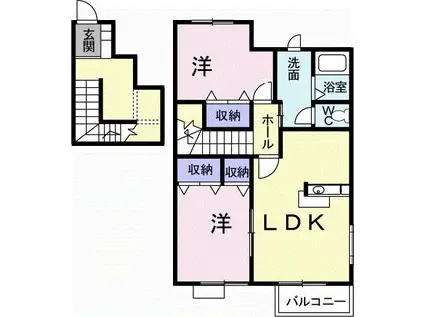 グリシーヌ・パレII C棟(2LDK/2階)の間取り写真