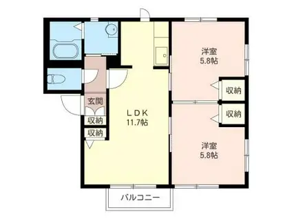 パストラルガーデン参番館(2LDK/2階)の間取り写真