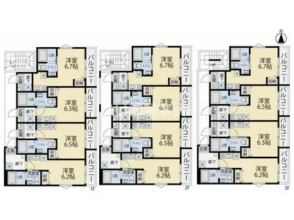 うみかぜハイツII(ワンルーム/1階)の間取り写真