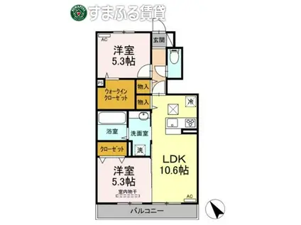 カーサプリマベーラ(2LDK/1階)の間取り写真