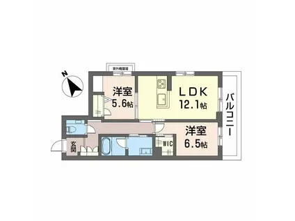 SHMプリミエール鳥飼八幡宮(2LDK/2階)の間取り写真