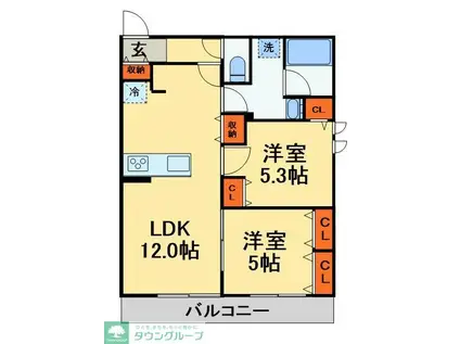 チャコールM(2LDK/1階)の間取り写真
