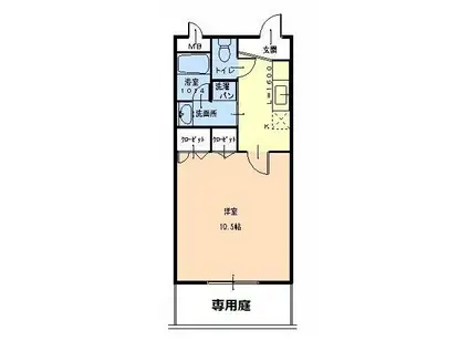 Mグラナート(1K/1階)の間取り写真