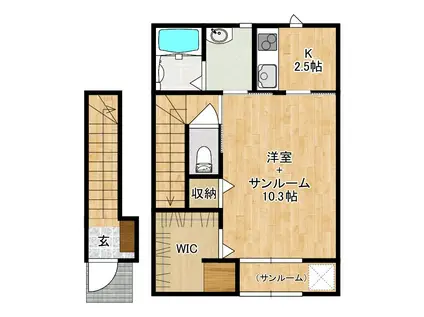 ブロッサム・S(1SK/2階)の間取り写真