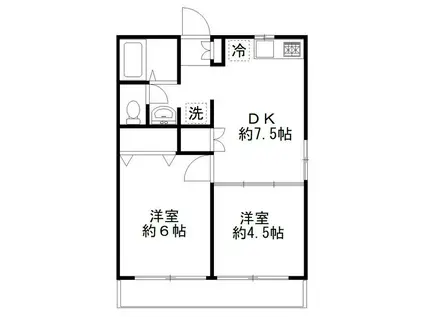 モンペール高円寺(2DK/1階)の間取り写真
