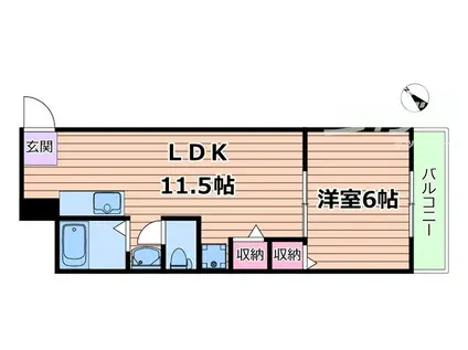 ビギンハイツ(1LDK/4階)の間取り写真