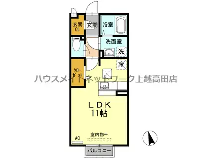 プラムコート(ワンルーム/1階)の間取り写真