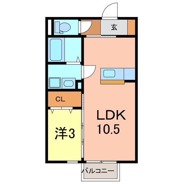 ベェルヴェル(1LDK/2階)の間取り写真