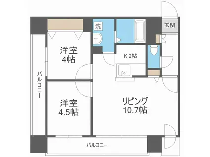 レジディア札幌駅前(2LDK/15階)の間取り写真