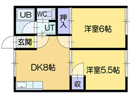 シティハイム桜(2DK/1階)の間取り写真