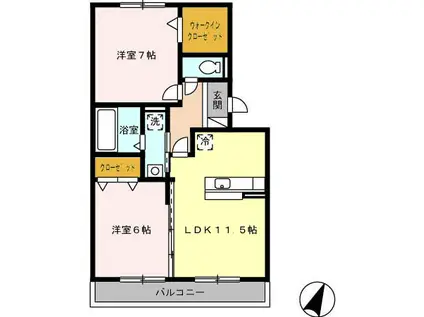 セジュール賀茂(2LDK/3階)の間取り写真