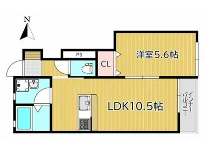 COCORU庭瀬 101(1LDK/1階)の間取り写真
