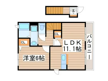 CASA 梅田川(1LDK/2階)の間取り写真