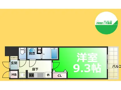 ソルテラスNAMBAフロント(1K/15階)の間取り写真