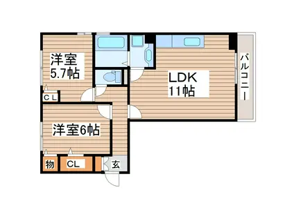 クレスト(2LDK/3階)の間取り写真