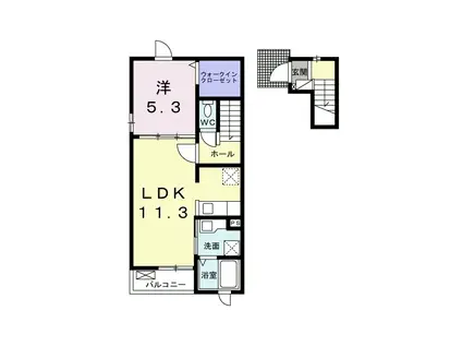 リジエール(1LDK/2階)の間取り写真