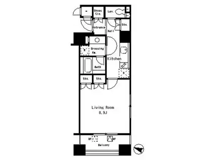 パークアクシス麻布仙台坂(1K/3階)の間取り写真