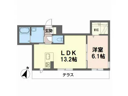 BEREOイーストONE(1LDK/1階)の間取り写真