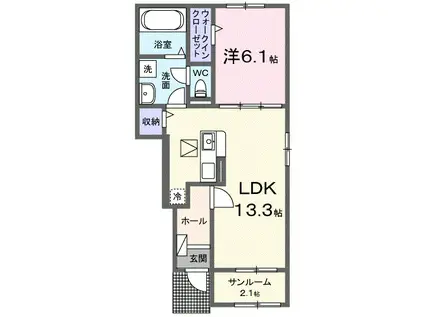 カーサ・ラッフィナートII A(1LDK/1階)の間取り写真