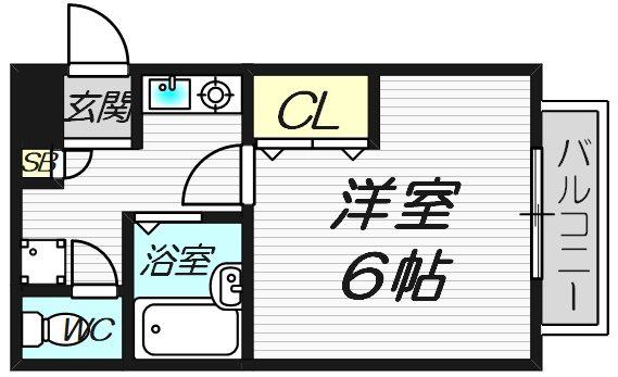 オビラ鶴見(1K/2階)の間取り写真
