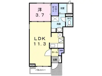 セレノ青木(1LDK/1階)の間取り写真
