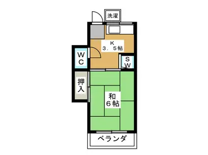 第二ゆたか荘(1K/2階)の間取り写真