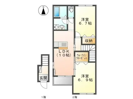 LAULEA (2LDK/2階)の間取り写真