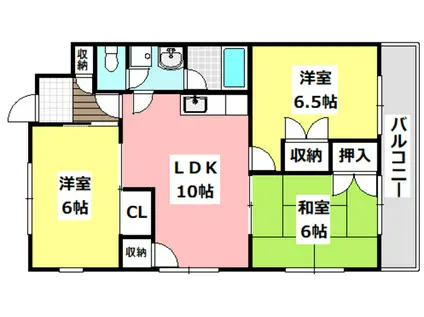 ゼンコウコーポラス6号館(3LDK/2階)の間取り写真
