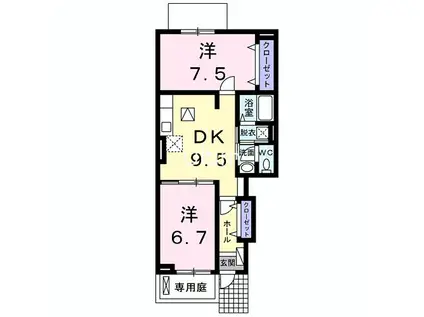 フォレスタI(2DK/1階)の間取り写真