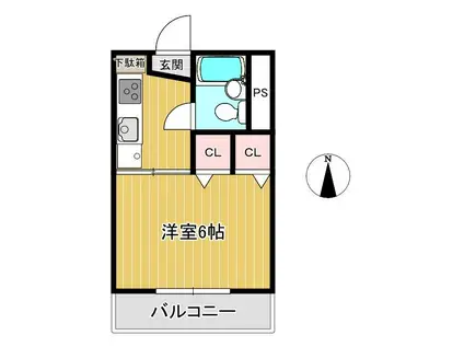 高木ハイツ(1K/3階)の間取り写真