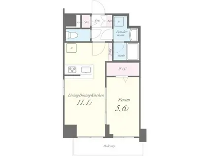 イート アパートメント ヴェリタス(1LDK/6階)の間取り写真