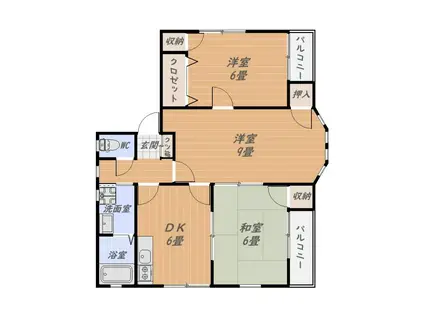 メープルハウス武(3DK/3階)の間取り写真