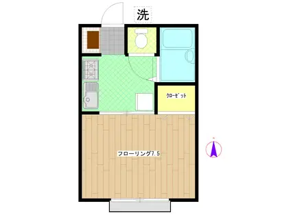 KACYU-カチューハイツ(1K/2階)の間取り写真